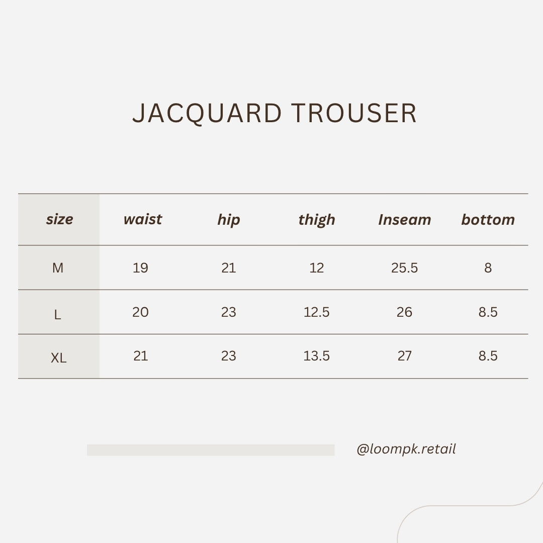 Black Jacquard Trouser Size Chart