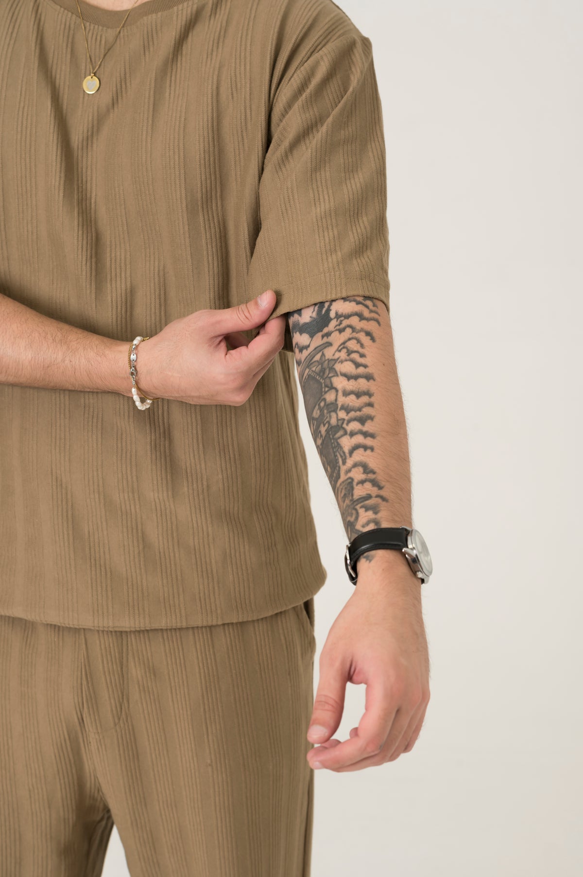 Khaki Jacquard crewneck