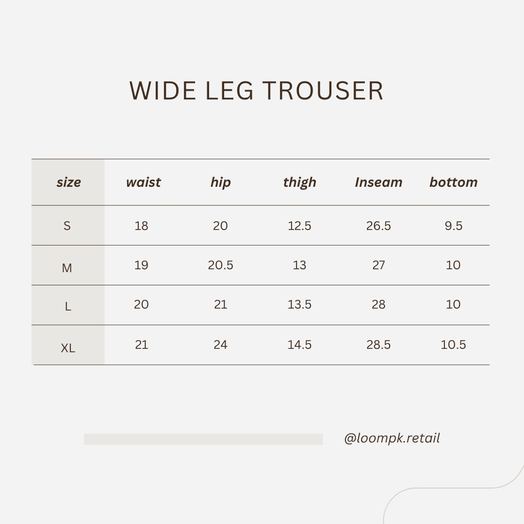 Cream Wide Leg Trouser Size Chart
